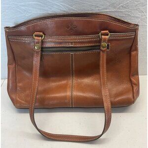 Patricia Nash Poppy Brown Leather Zip Dome Shoulder Tote Bag‎